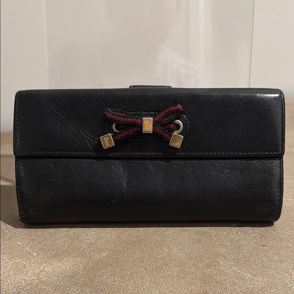 Gucci Handbags - Gucci Black Wallet with Red Accent